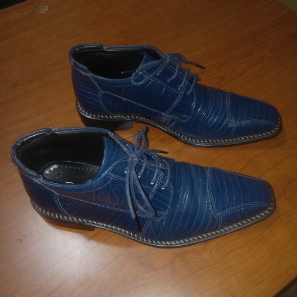 Fortune From Libertyzeno Blue Lizard Pattern Leather Ankle Boots size 9.5 main image 4